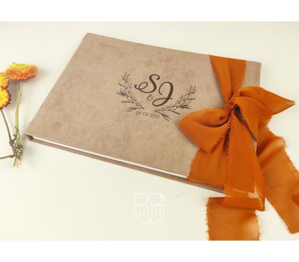 Livro de honra em tecido com gravação personalizada - op2