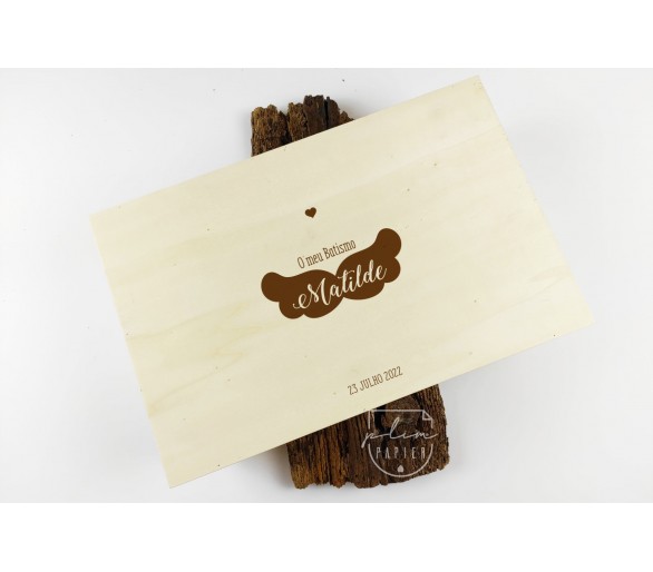 Caixa Batismo - cor natural ou branco - asas