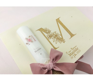 Caixa Batismo - cor natural ou branco - inical floral