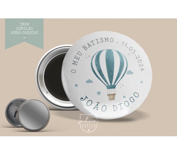 Lembrança com ilustração de Balão de ar quente - IMAN, ESPELHO ou ABRE-CARICAS