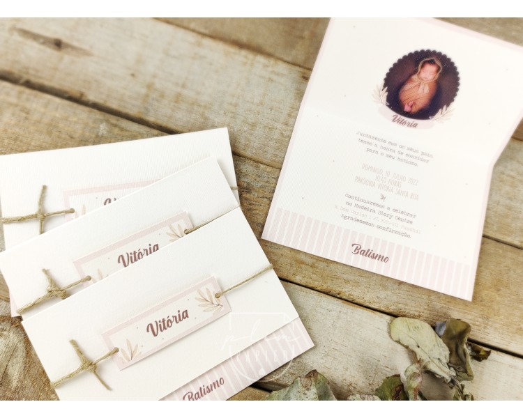 Convite personalizado com fotografia - batismo e comunhão