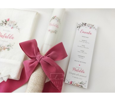 CJ29 CONJUNTO DE BATISMO COMPLETO - caixa, vela, toalha estampada, concha 