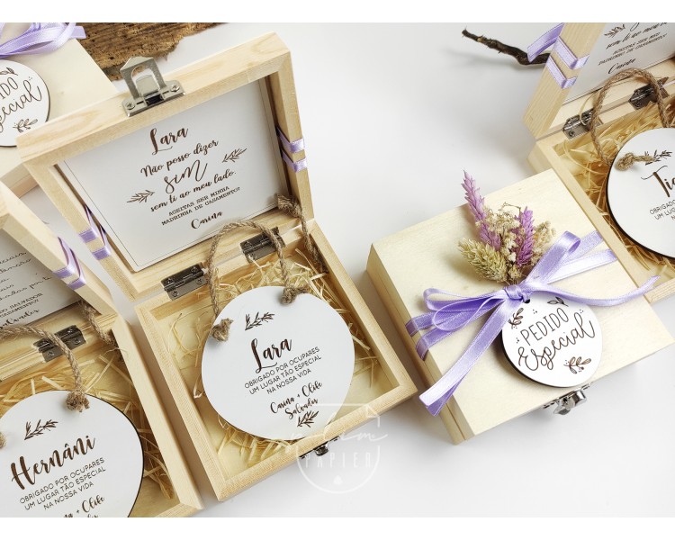 Convite caixa com pedido + mini placa - Padrinho ou madrinha de casamento, batismo, damas de honra