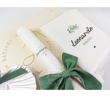 CJ24 CONJUNTO COMPLETO - Caixa, concha, vela + toalha estampada