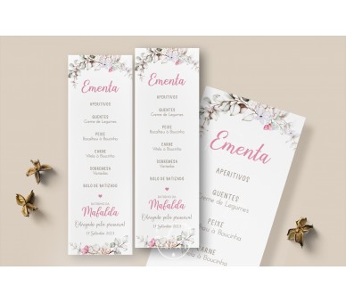 Ementa com ilustração FLORAL|| BATISMO, COMUNHÃO, ANIVERSÁRIO