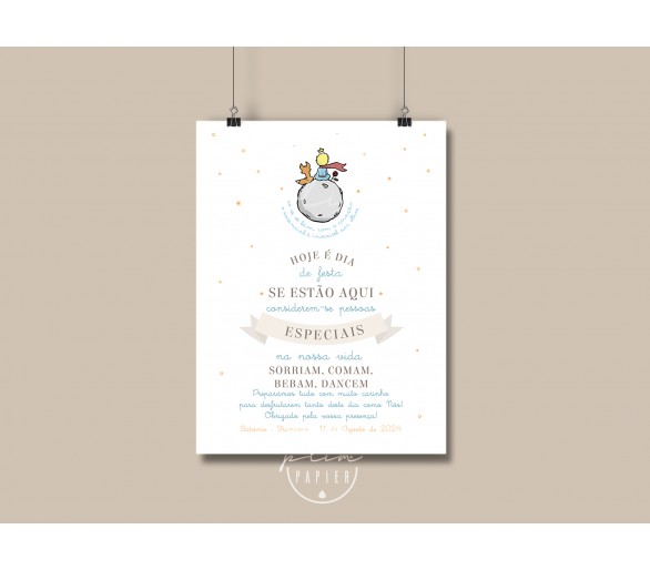 Cartaz decorativo O Principezinho - hoje é dia de festa