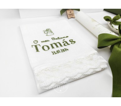 Toalha de batismo Bordada - anjo