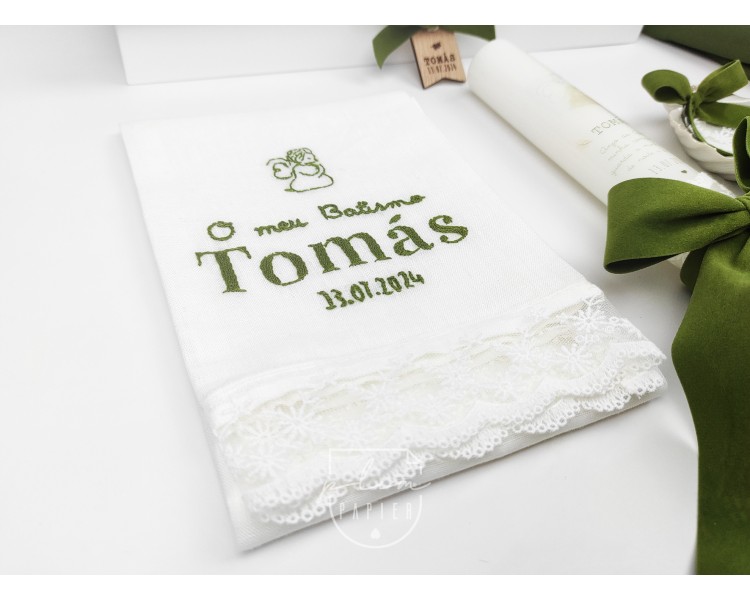 Toalha de batismo Bordada - anjo