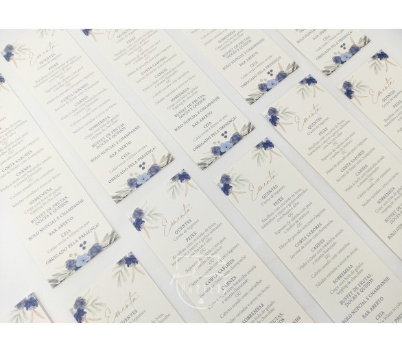 Ementa floral - TEMA FLORAL AZUL- casamento, bodas,...