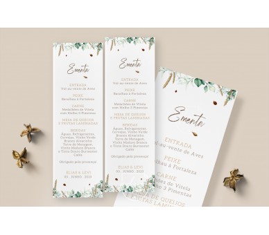 Ementa tema floral natural/verde - BATISMO, COMUNHÃO, ANIVERSÁRIO