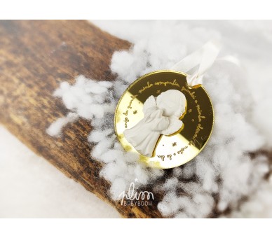 pendente oração anjo de guarda, com anjo de gesso - sugestão de presente para crianças