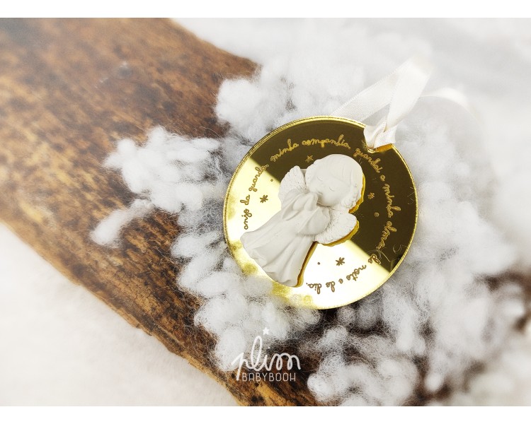 pendente oração anjo de guarda, com anjo de gesso - sugestão de presente para crianças