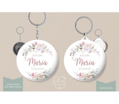 Lembrança tema floral natural/verde - porta-chaves abre-caricas