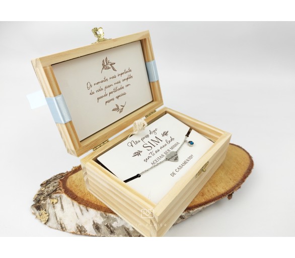 Convite caixa com pedido + pulseira ou colar madrinha de casamento