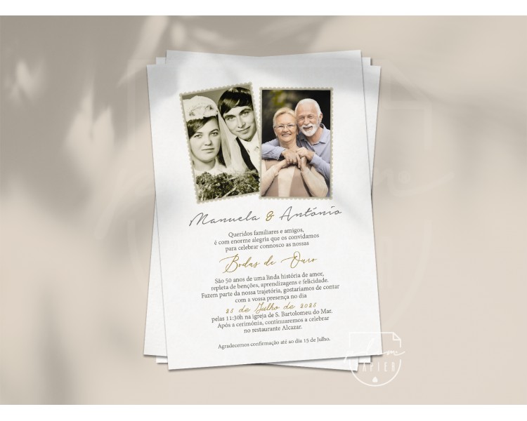 Convite Bodas de Ouro com fotografia
