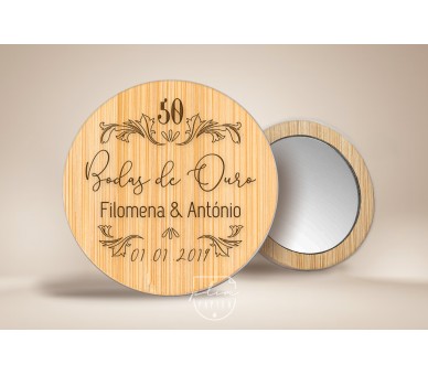 Espelho em madeira bambu - Lembrança de casamento ou bodas