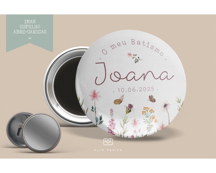 Lembrança tema floral delicado - IMAN, ESPELHO ou ABRE-CARICAS