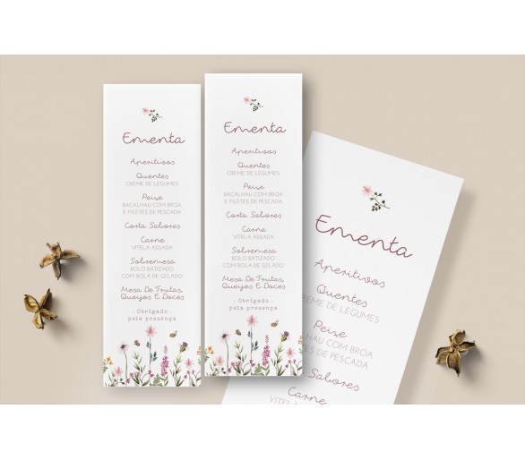 Ementa Dália - tema floral delicado