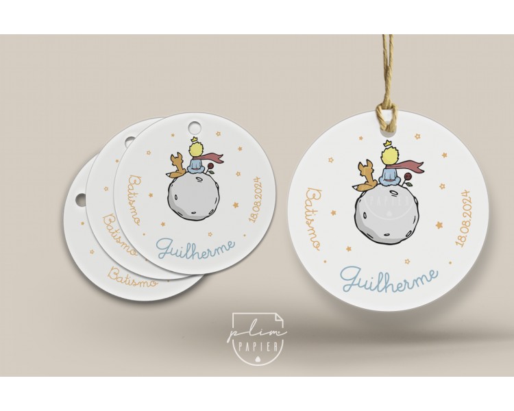 Etiqueta para lembranças de batismo, comunhão, aniversário com o tema floral elegante
