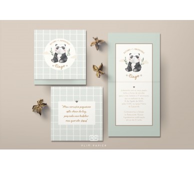 Convite de batismo e aniversário - tema panda