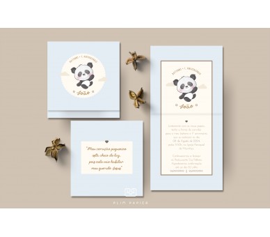 Convite de batismo e aniversário - tema panda