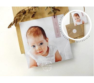 convite personalizado com fotografia - batismo comunhão