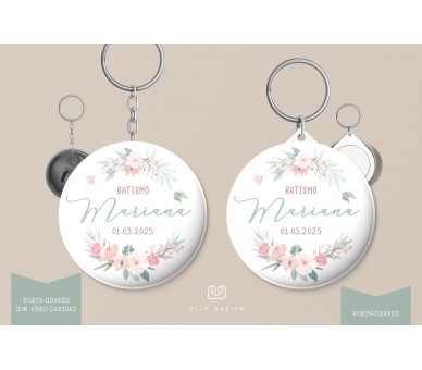 Lembrança tema floral delicado Dulce - porta-chaves abre-caricas