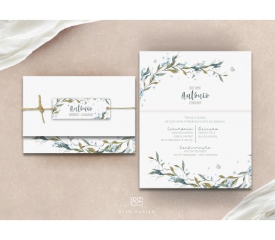 Convite com etiqueta - Sopro - Temática floral