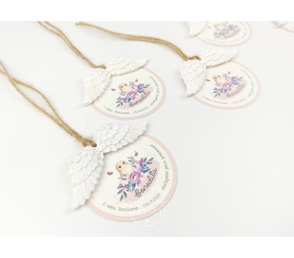 Asas em gesso perfumado + etiqueta - lembranças