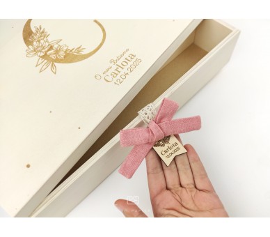 Caixa Batismo - cor natural ou branco - inical floral