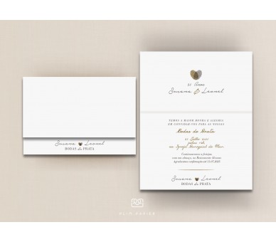 Convite para Bodas de Ouro ou prata - Coração - impressões digitais