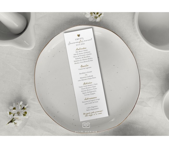 Ementa para Bodas de Ouro ou prata - Coração - impressões digitais