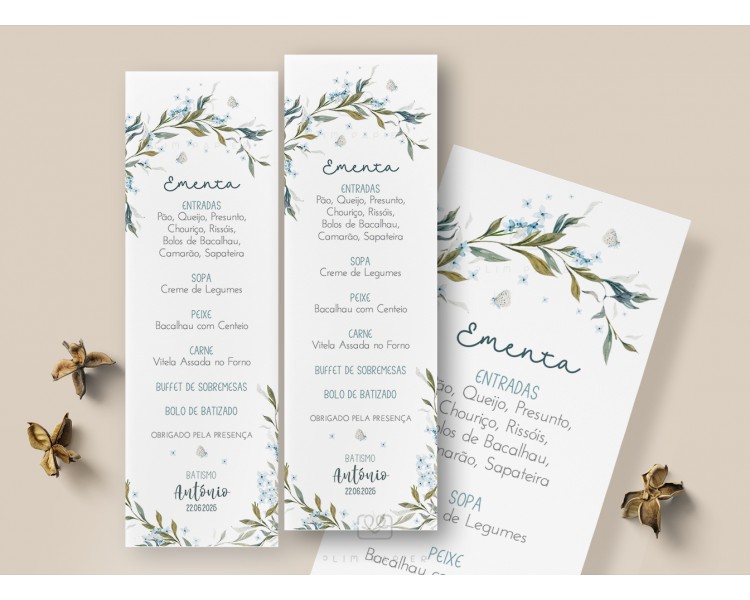 Ementa Sopro - Temática floral - Batismo, aniversário, Comunhão