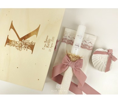 CJ3 CONJUNTO COMPLETO - caixa, vela floral, toalha, concha