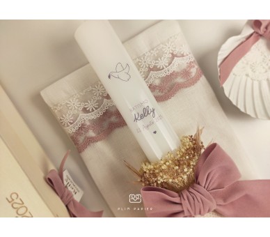 CJ3 CONJUNTO COMPLETO - caixa, vela floral, toalha, concha