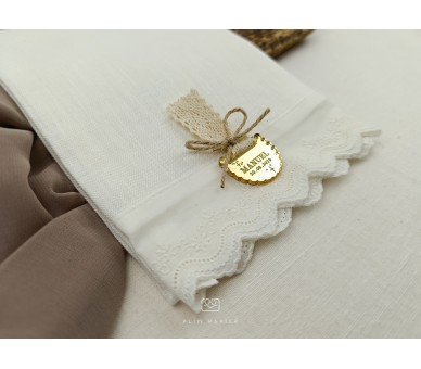 Toalha batismo só uma renda + placa 