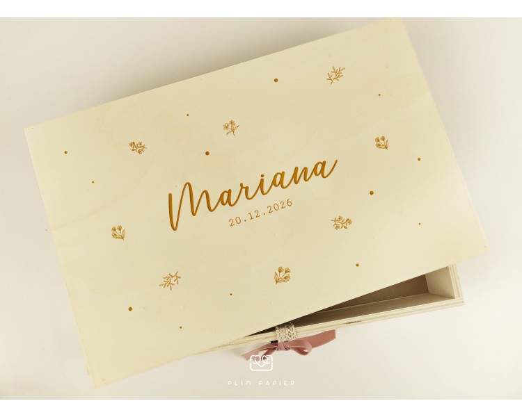 29 Caixa para conjunto de Batismo tampo - cor natural ou branco - desenho ANJO