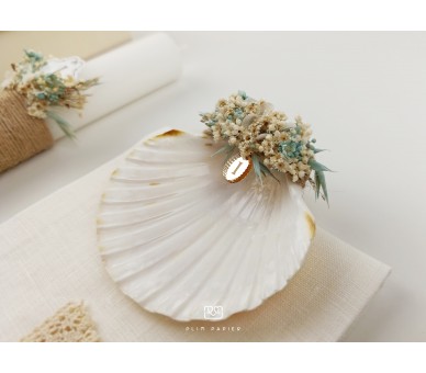 CJ45 CONJUNTO COMPLETO - Caixa, concha e vela florais + toalha com placa