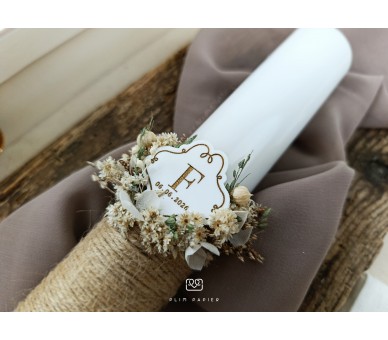 CJ45 CONJUNTO COMPLETO - Caixa, concha e vela florais + toalha com placa