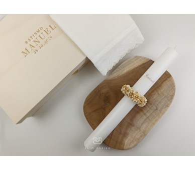 CJ47 CONJUNTO COMPLETO - Caixa, concha e vela florais + toalha