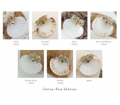 CJ47 CONJUNTO COMPLETO - Caixa, concha e vela florais + toalha