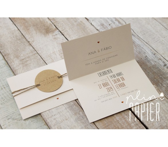 convite + etiqueta em papel kraft - 1723k
