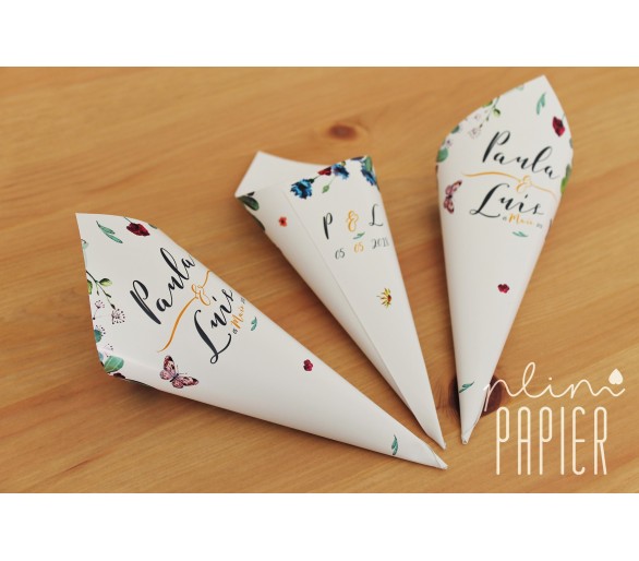 Cones para arroz com impressão