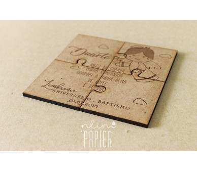 puzzle em madeira batismo