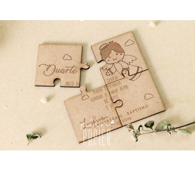 puzzle em madeira batismo