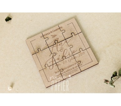 puzzle em madeira casamento