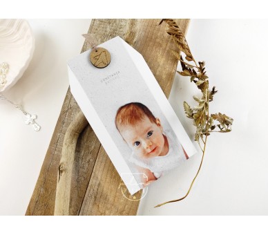 Convite com fotografia - tema floral - batismo, aniversário, baby shower