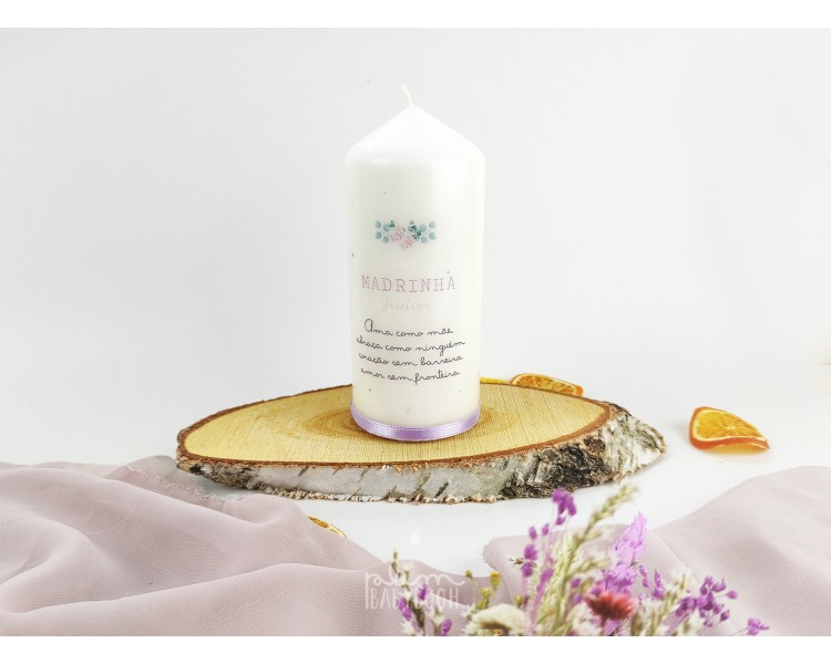 Vela dedicatória Madrinha - também disponível para padrinho