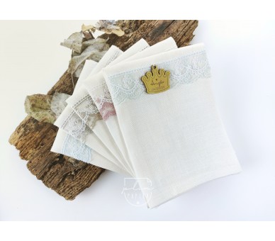 Toalha batismo com renda + placa coroa