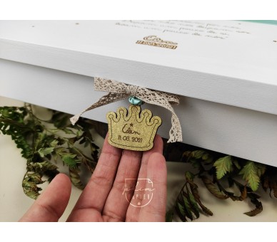 caixa para conjunto de batismo coroa